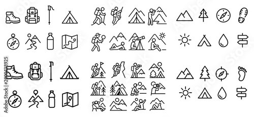 Outdoor adventure icons collection