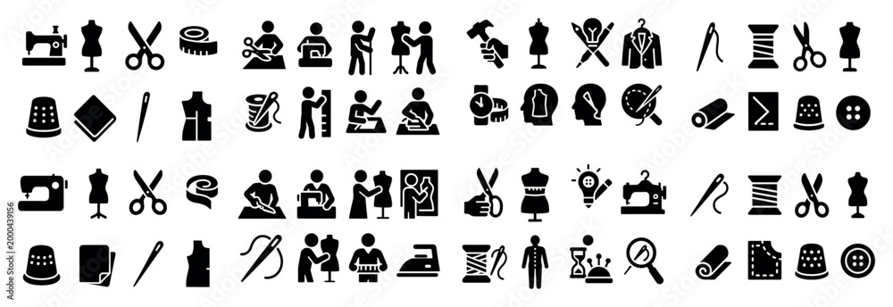 Fototapeta premium Sewing and tailoring icons collection
