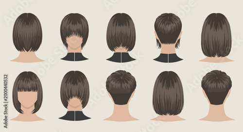 Assorted female hairstyles displayed on head portraits.