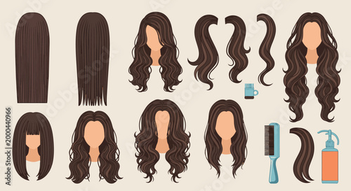 Collection of Various Hairstyles on Female Heads.