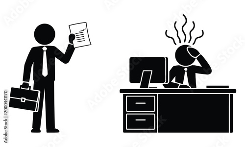 Stressed office worker receiving bad news from boss