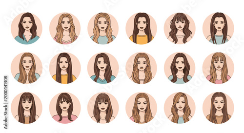 Female portrait collage featuring diverse hair colors and expressions.