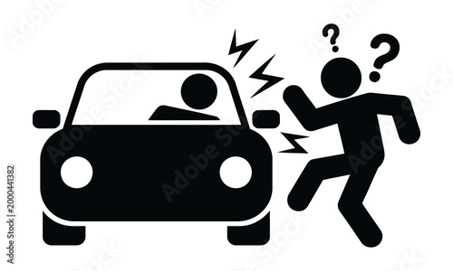 Car crash with person shocked and confused icon
