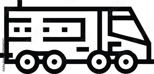 Recreational Vehicle Camper Van Line Icon for Outdoor Adventures