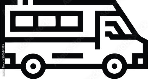 Recreational vehicle camper van outline icon symbolizing freedom, travel, and adventurous outdoor living