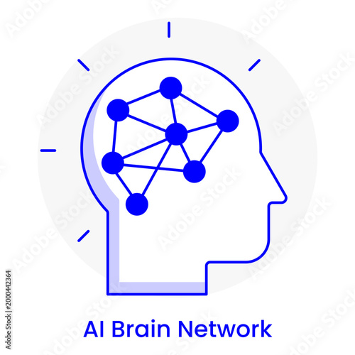 Smart Mind Neural Network Outline Illustration
