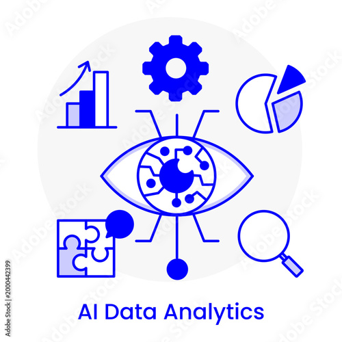 Artificial Intelligence Data Visualization Outline Illustration