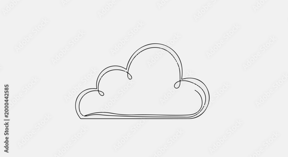 Fototapeta premium Abstract continuous line drawing of a stylized cloud outline on a gray background