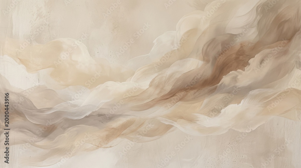 Obraz premium Soft beige and brown abstract texture with layered cloud like forms, warm neutral background for interior, wellness or editorial design, gentle depth, refined detail, no logos