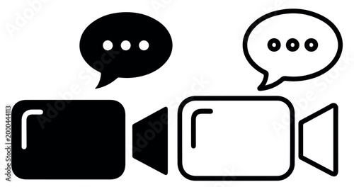 Bubble chat icon connected with video camera icon