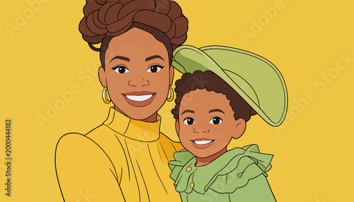 Warm Portrait of a Black Mother and Her Young Child
