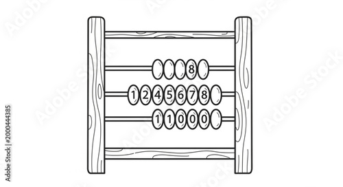 Wooden abacus with beads and numbers for counting and calculation.