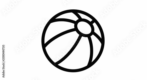 A simple black outline of a segmented ball with a central circle