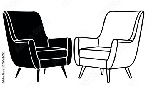 Vintage armchair silhouette  Vector Art at Vecteezy