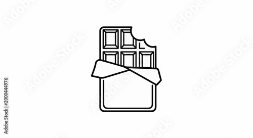 A simple line drawing of a chocolate bar with a bite taken out