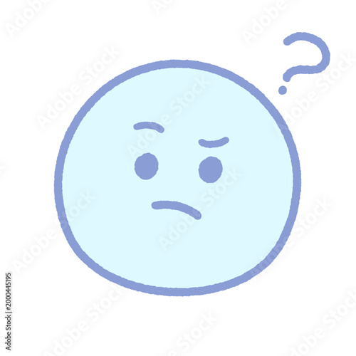 はてなマークと考えている顔の手描きの絵文字アイコン - 考え中･なぜ？どうして？な表情のかわいい素材