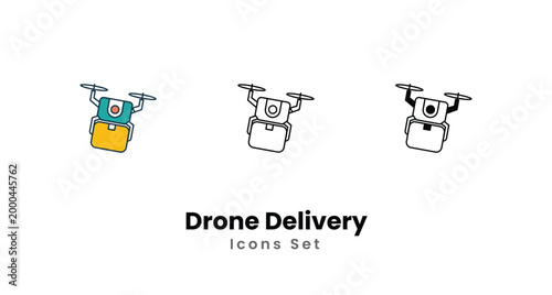 Drone Delivery icons vector set stock illustration