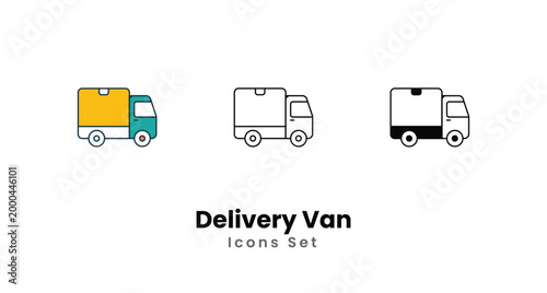 Delivery Van icons vector set stock illustration