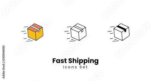 Fast Shipping icons vector set stock illustration