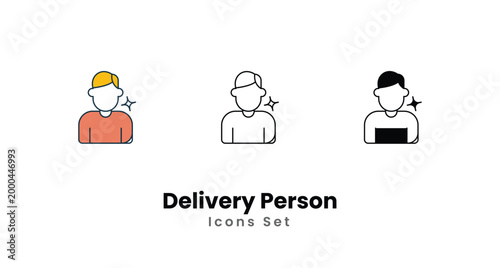 Delivery Person icons vector set stock illustration