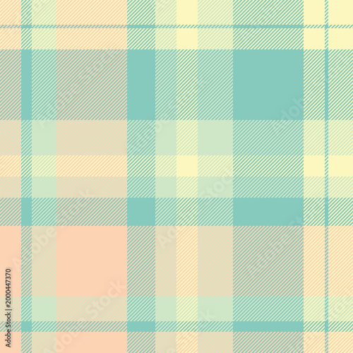 Herringbone textile check pattern, graphic background plaid fabric. Simple vector texture tartan seamless in light and teal colors.