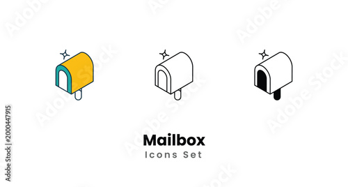 Mailbox icons vector set stock illustration