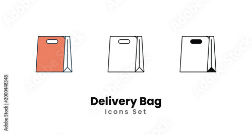 Delivery Bag icons vector set stock illustration