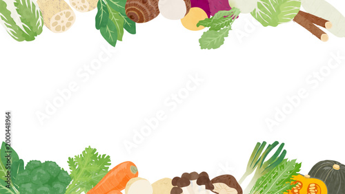 いろいろな野菜のフレームイラスト | フルHDサイズ