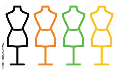 Colorful vector dressmaker dummies with different outlines