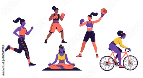 vector illustration of diverse fitness activities