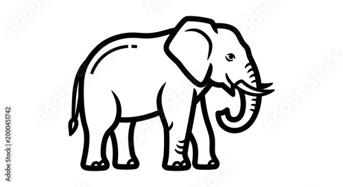 Black and White Vector Elephant Illustration