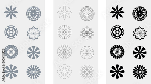 set of floral and geometric patterns for design