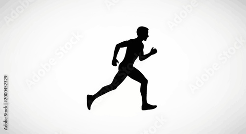 Black Silhouette of Running Human Figure