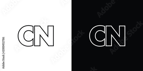 Letter C and N, CN logo design template. Minimal monogram initial based logotype.