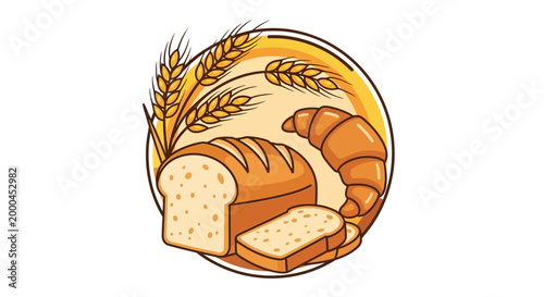 Bread and Croissant Vector Illustration