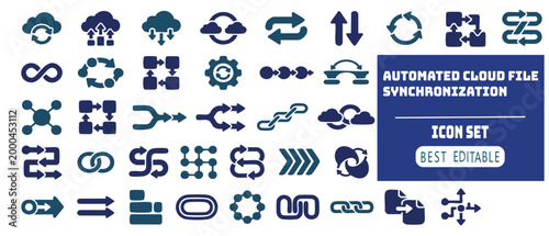Collection of various computer data synchronization and cloud computing icons representing exchange and transfer processes