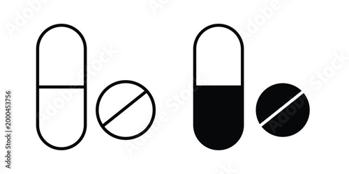 Medicine pills icon pack, best for Graphic designs. Vector