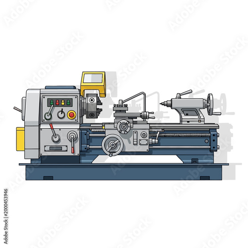 Industrial Lathe Machine, Metalworking Equipment, Precision Engineering Tool, Manufacturing