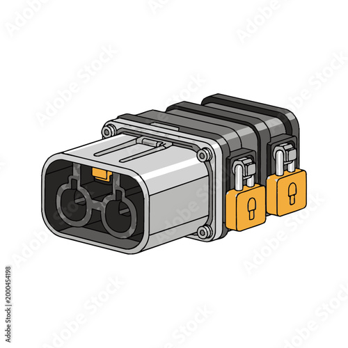 Industrial Power Connector with Locking Mechanism and Safety Locks