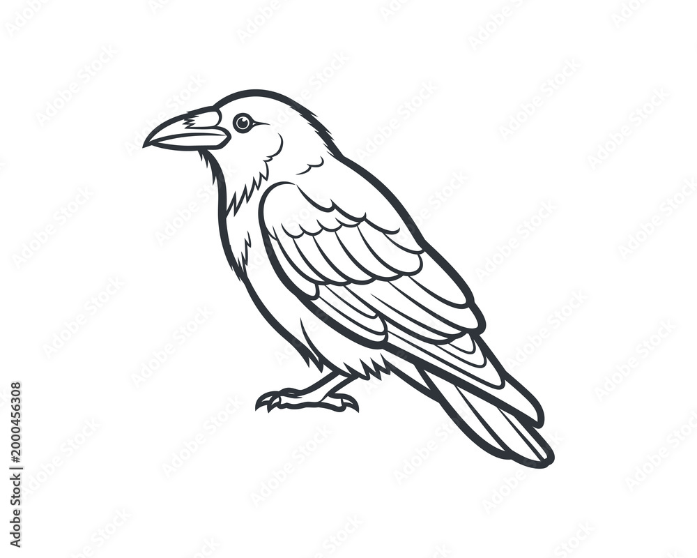 Fototapeta premium minimalist line art white dove perched in profile on plain background illustration