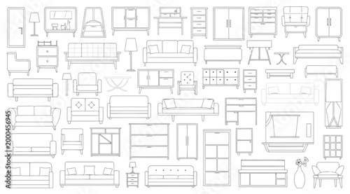 Collection of furniture icons for interior design