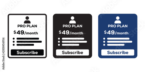 Pricing plan cards with pro plan and subscribe buttons