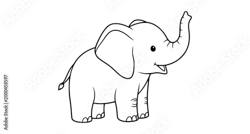 Baby elephant coloring page vector simple outline cartoon for kids activity book isolated on white
