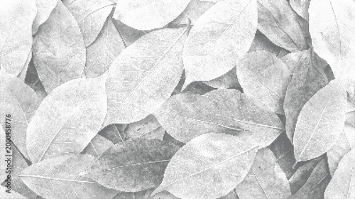 Dense Organic Leaves Pattern Halftone Design Concept with Detailed Botanical Vein Texture and Forest Foliage Background