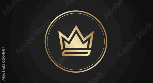 Golden Crown Icon in Circular Frame