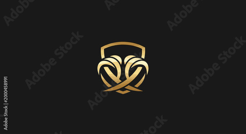Golden Interwoven Leaf Logo Design