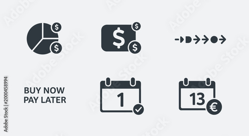 Flat Design Vector Icons for Financial and Calendar Concepts