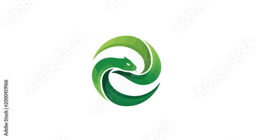 Green Abstract Snake Logo Vector Illustration