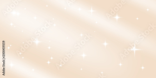 Light disco beige gradient background. Glamour silk fabric bg. Creamy flare texture for elegant abstract birthday backdrop. Horizontal cover with subtle starry pattern. Pale beige gradation vector.