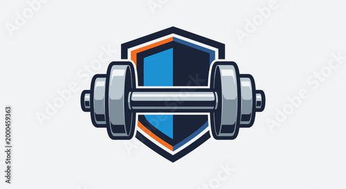 Gym Dumbbell Shield Logo Vector Illustration